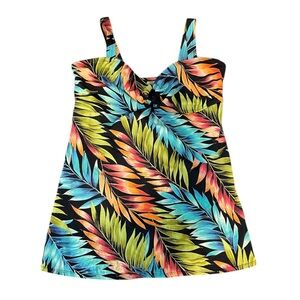 Colorful Leaf Print Swimsuit